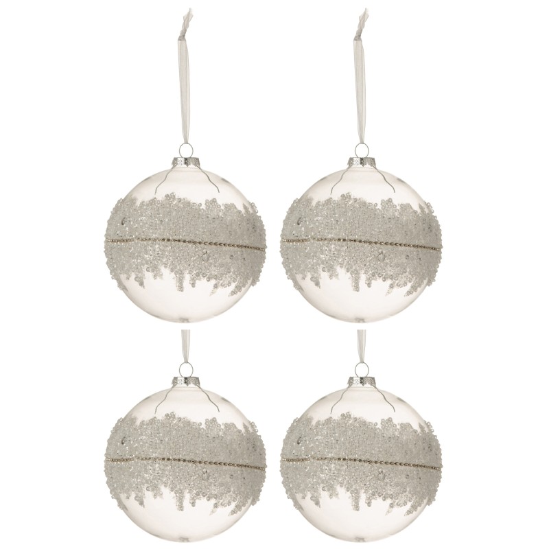 Scatola di 4 palline di Natale in vetro trasparente 12x12x12 cm Scatola di 4 palline di Natale in vetro trasparente 12x12x12 cm