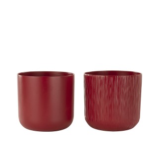 Set de 2 cache-pots en céramique Rouge 20.5x20.5x20cm