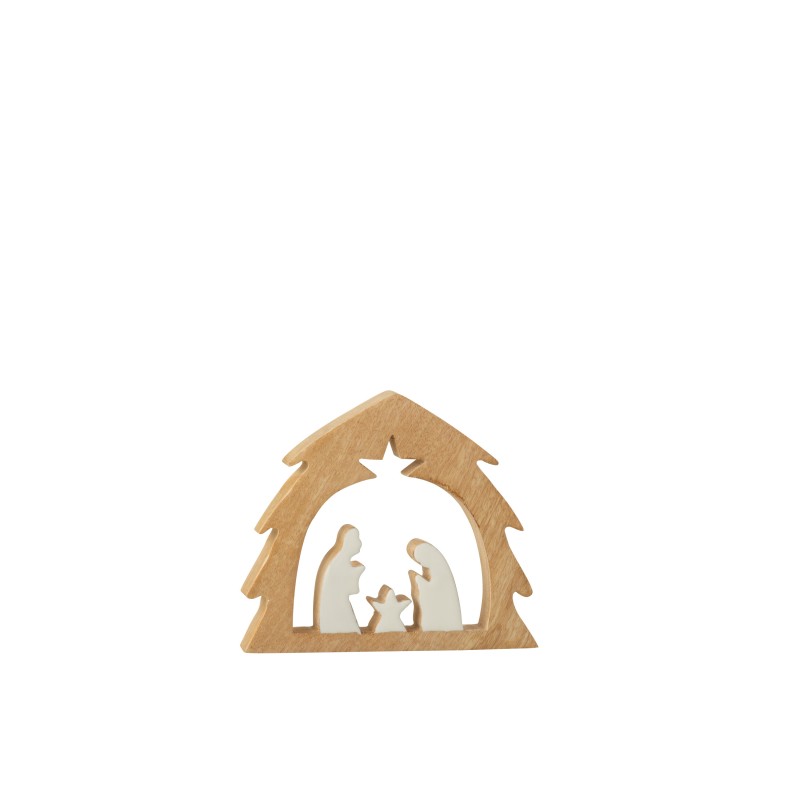 NativitÃ  in legno di mango bianco/naturale piccola