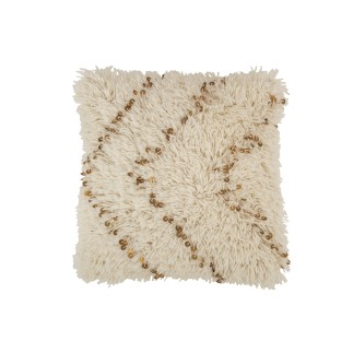 Coussin carré en coton blanc et or 47x47cm