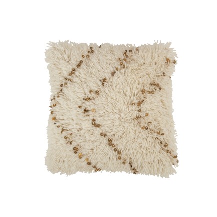 Coussin carré en coton blanc et or 47x47cm