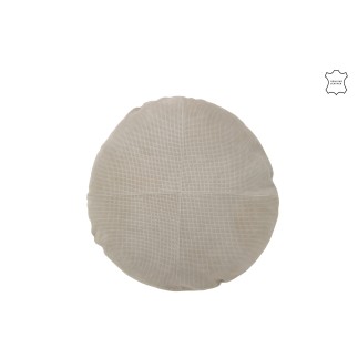 Cuscino rotondo in pelle grigia 45x45x8 cm