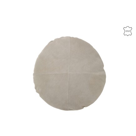 Cuscino rotondo in pelle grigia 45x45x8 cm