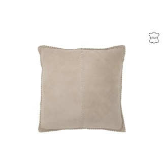 Cuscino quadrato in pelle grigia 45x45x8 cm