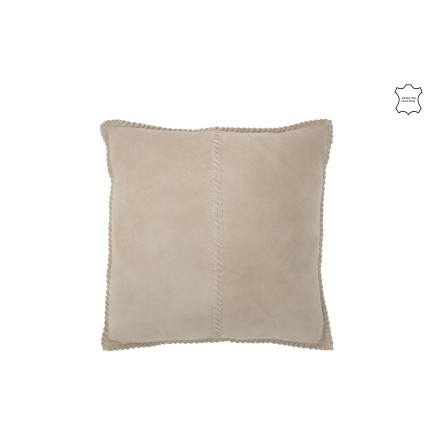 Cuscino quadrato in pelle grigia 45x45x8 cm