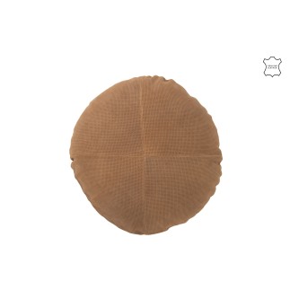 Cuscino rotondo in pelle marrone 45x45x8 cm