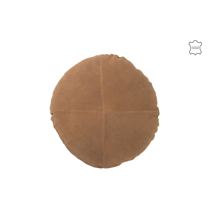 Cuscino rotondo in pelle marrone 45x45x8 cm Cuscino rotondo in pelle marrone 45x45x8 cm