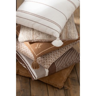 Cuscino quadrato in pelle marrone 45x45x7 cm