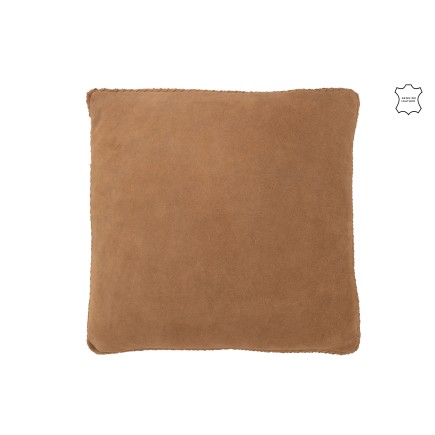 Cuscino quadrato in pelle marrone 45x45x7 cm