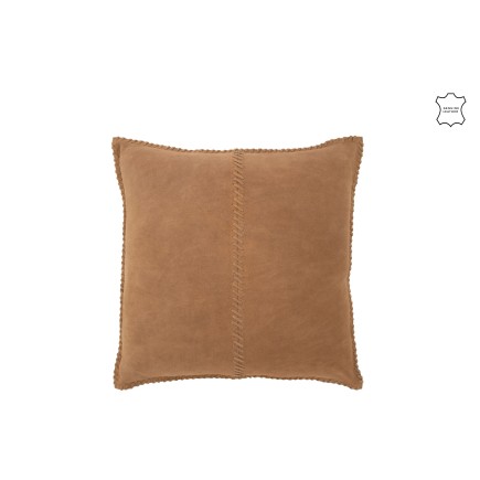 Cuscino quadrato in pelle marrone 45x45x8 cm