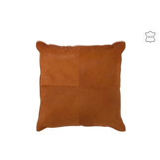 Cuscino quadrato in pelle marrone 45x45x8 cm