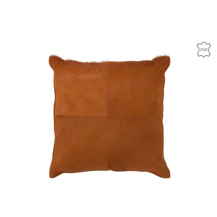 Cuscino quadrato in pelle marrone 45x45x8 cm