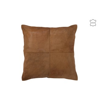 Cuscino quadrato in pelle marrone 45x45x8 cm