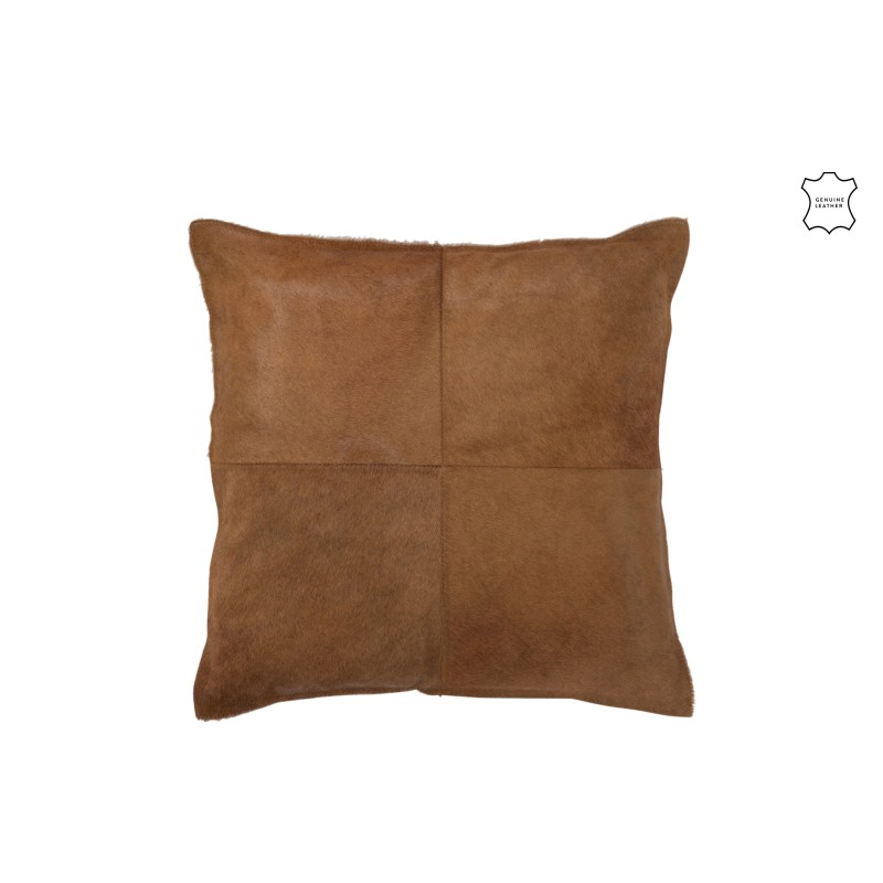 Cuscino quadrato in pelle marrone 45x45x8 cm Cuscino quadrato in pelle marrone 45x45x8 cm
