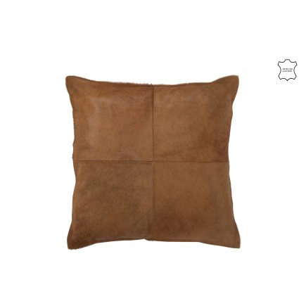 Cuscino quadrato in pelle marrone 45x45x8 cm