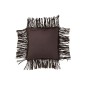 Cuscino con frange in pelle marrone 45x45x8 cm Cuscino con frange in pelle marrone 45x45x8 cm