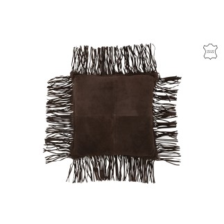 Cuscino con frange in pelle marrone 45x45x8 cm