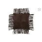 Cuscino con frange in pelle marrone 45x45x8 cm Cuscino con frange in pelle marrone 45x45x8 cm