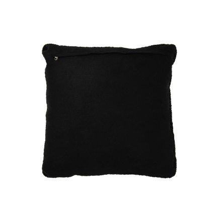 Cuscino quadrato in pelle nera 45x45x7 cm