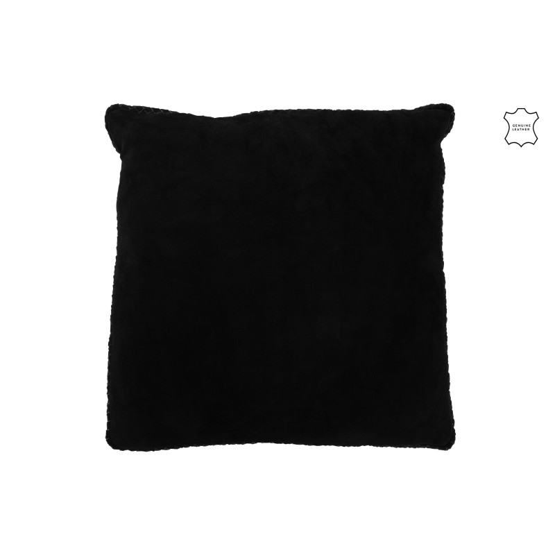Cuscino quadrato in pelle nera 45x45x7 cm Cuscino quadrato in pelle nera 45x45x7 cm