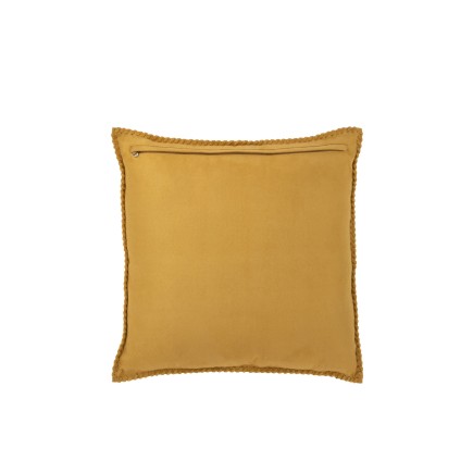Cuscino quadrato in pelle gialla 45x45x8 cm