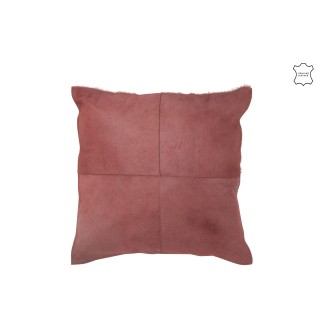 Cuscino in pelle rossa con nappe 45x45x8 cm