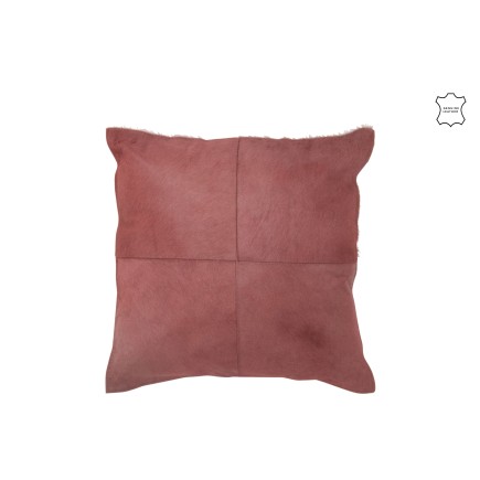 Cuscino in pelle rossa con nappe 45x45x8 cm