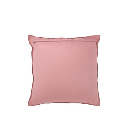 Cuscino in pelle rossa con nappe 45x45x8 cm