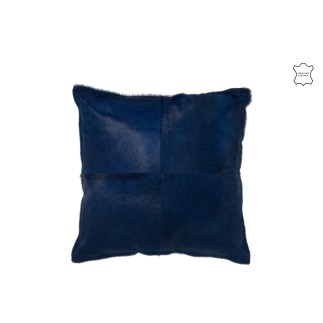Cuscino quadrato in pelle blu 45x45x8 cm