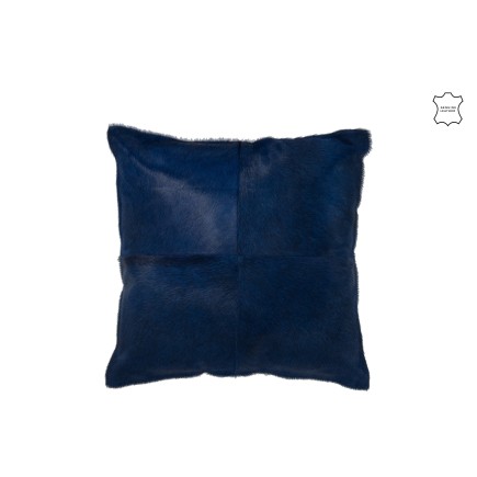 Cuscino quadrato in pelle blu 45x45x8 cm