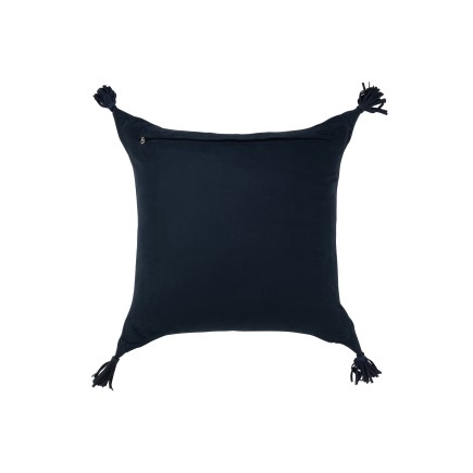 Cuscino in pelle blu con nappe 45x45x8 cm