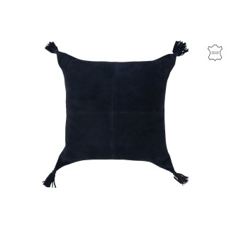 Cuscino in pelle blu con nappe 45x45x8 cm