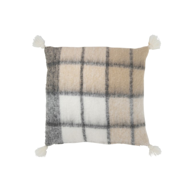 Cuscino con pompon in poliestere multicolore 45x45x5 cm Cuscino con pompon in poliestere multicolore 45x45x5 cm