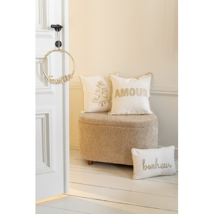 Cuscino rettangolare in tessuto bianco 30x45x3,5 cm
