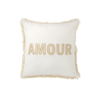 Coussin carré en textile blanc 45x45x3.75 cm
