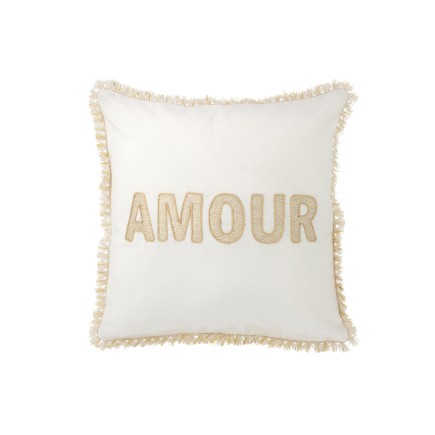 Coussin carré en textile blanc 45x45x3.75 cm