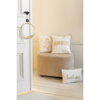 Almofada quadrada em tecido branco 45x45x3,75 cm