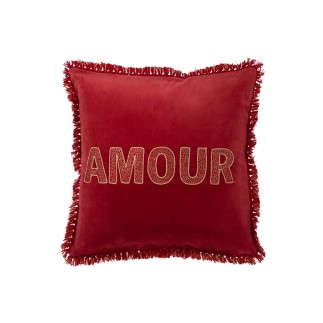 Coussin carré en textile rouge 45x45x3.75 cm