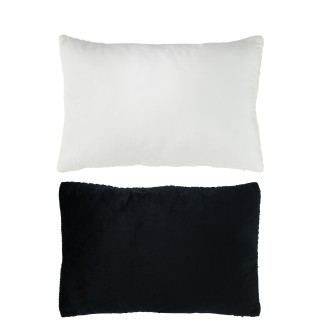 Set de 2 coussins avec maison en textile blanc et noir 59x40x10 cm