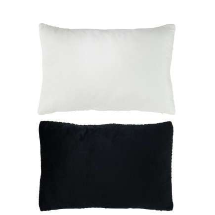 Set de 2 coussins avec maison en textile blanc et noir 59x40x10 cm