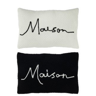 Set de 2 coussins avec maison en textile blanc et noir 59x40x10 cm