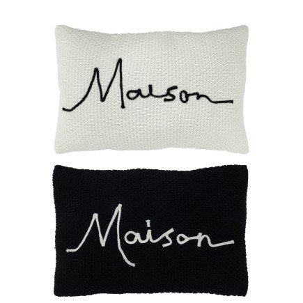 Set de 2 coussins avec maison en textile blanc et noir 59x40x10 cm