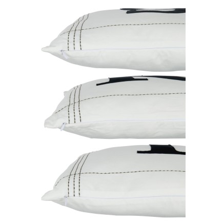 Set de 3 coussins ski en textile blanc et noir 45x45x10 cm