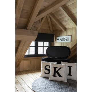 Set de 3 coussins ski en textile blanc et noir 45x45x10 cm