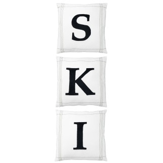 Set de 3 coussins ski en textile blanc et noir 45x45x10 cm
