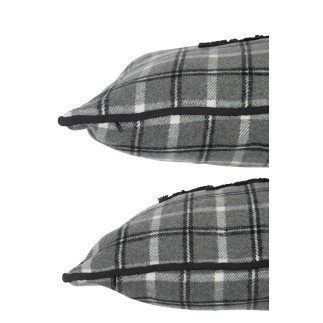Set de 2 coussins avec texte en textile gris 45x45x10 cm