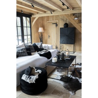 Set de 2 coussins avec texte en textile gris 45x45x10 cm
