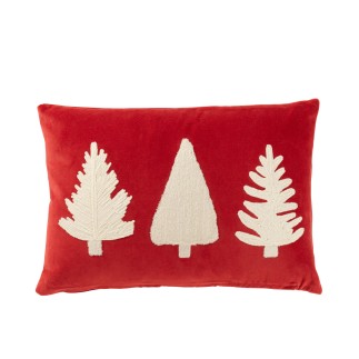 Coussin rectangulaire texture velours en polyester rouge 45x30 cm