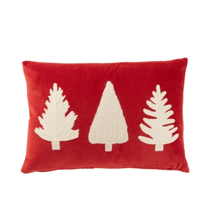 Coussin rectangulaire texture velours en polyester rouge 45x30 cm