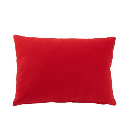 Coussin rectangulaire texture velours en polyester rouge 45x30 cm